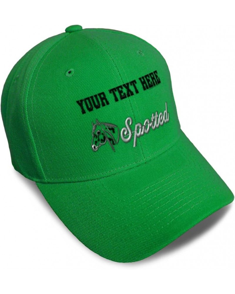 Custom Baseball Cap Spotted Horses Pony Acrylic Equestrian Dad Hats for Men and Women Kelly Green Personalized Text Here $15....