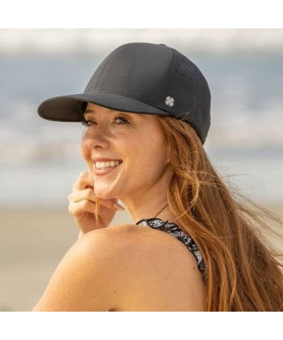 Lady Seamless 2 Women's Black hat with Silver Clover Applique Black Mesh Slider Adjustable $17.82 Baseball Caps