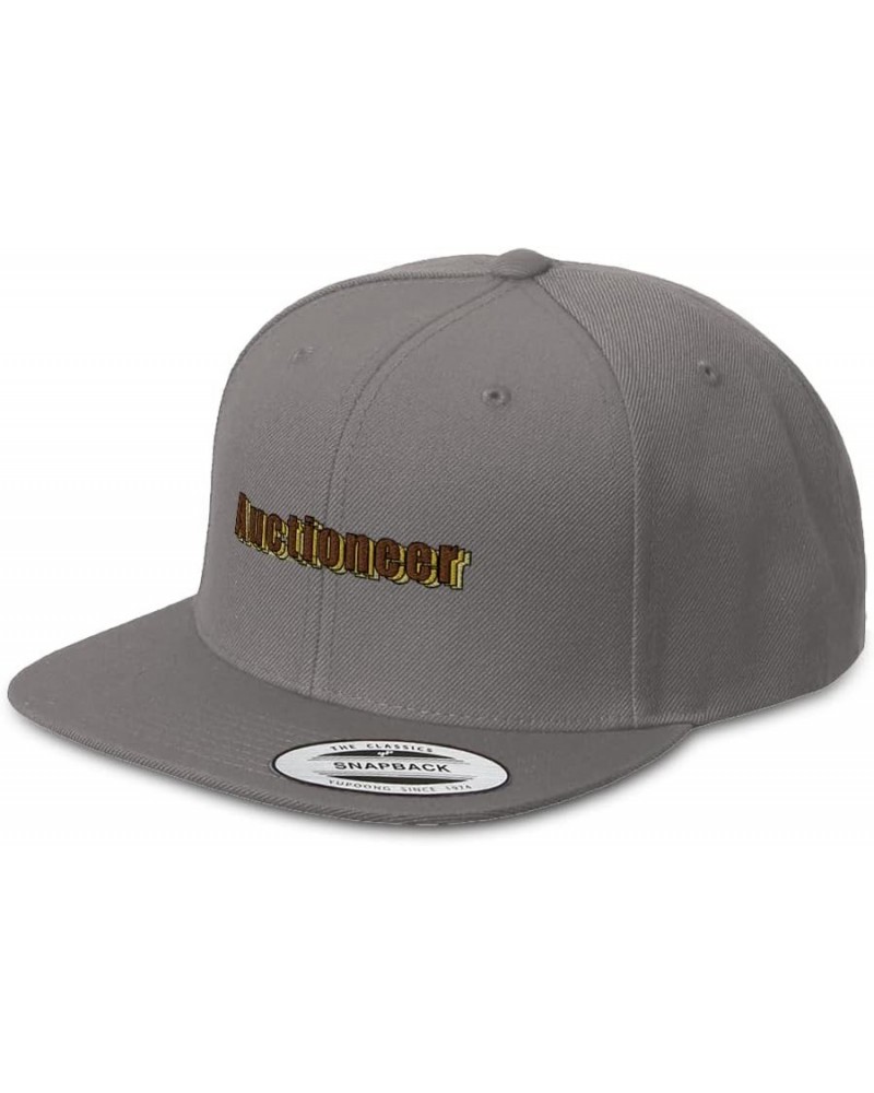 Snapback Hats for Men and Women Auctioneer Acrylic Flat Bill Baseball Dark Grey Design Only $15.04 Baseball Caps