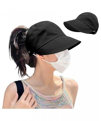 Outdoor Uv Protection Hollow Top Sun Hat,Summer Wide Brim Sun Protection Hat,Women's Outdoor Adjustable Sun Hats Black $7.10 ...