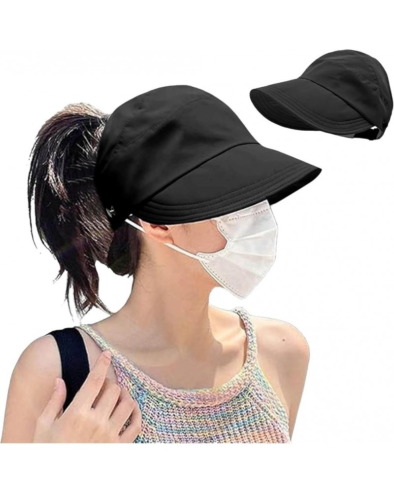 Outdoor Uv Protection Hollow Top Sun Hat,Summer Wide Brim Sun Protection Hat,Women's Outdoor Adjustable Sun Hats Black $7.10 ...