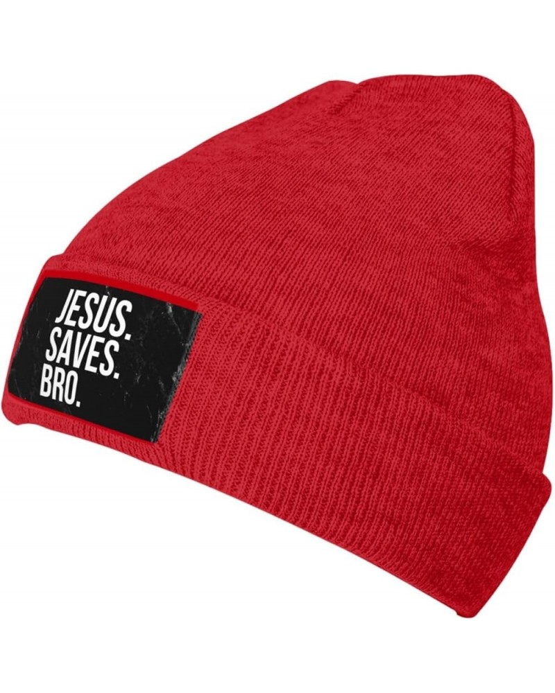 Jesus Saves Bro Beanie Hat for Men Women Winter Warm Knit Beanie Hat Black Red $15.62 Skullies & Beanies