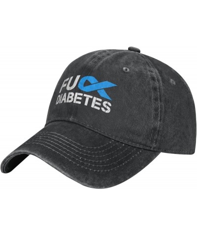 Fuck Diabetes Awareness Cowboy Hat Adjustable Washable Cowboy Baseball Hat Unisex Black Black $14.29 Cowboy Hats