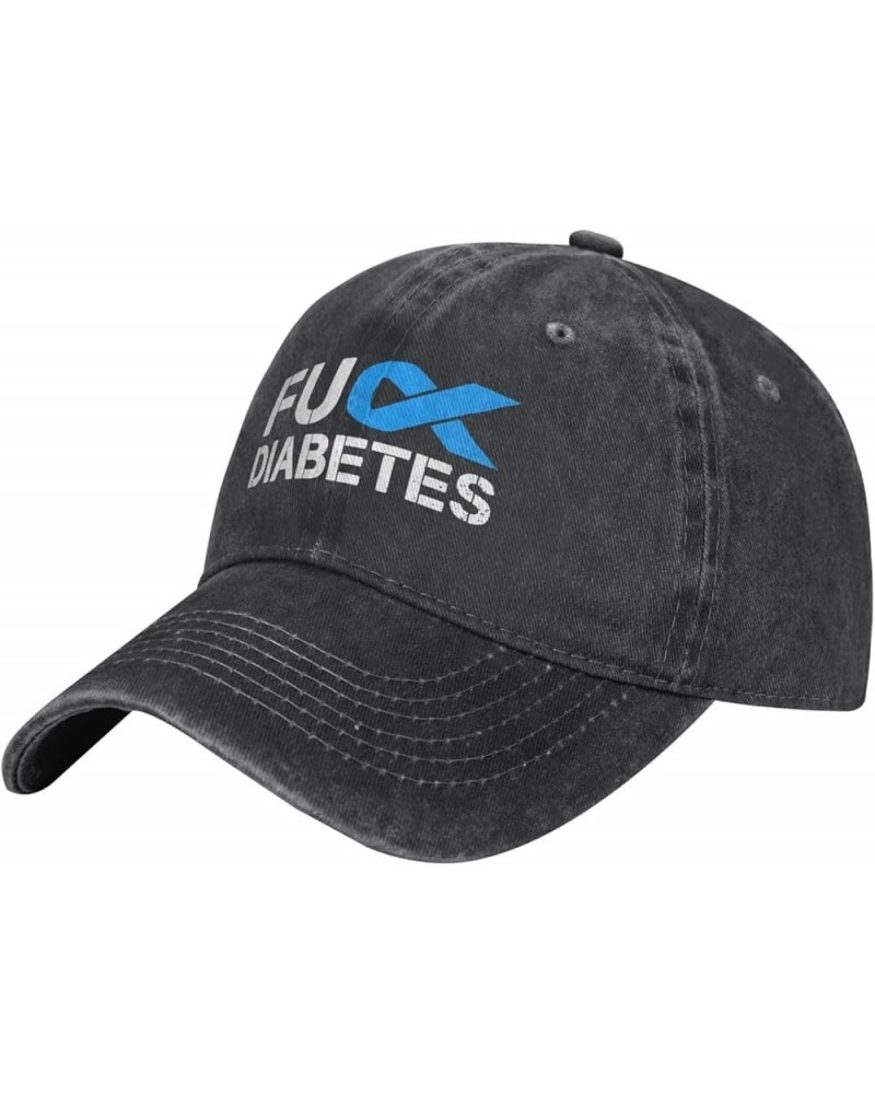 Fuck Diabetes Awareness Cowboy Hat Adjustable Washable Cowboy Baseball Hat Unisex Black Black $14.29 Cowboy Hats