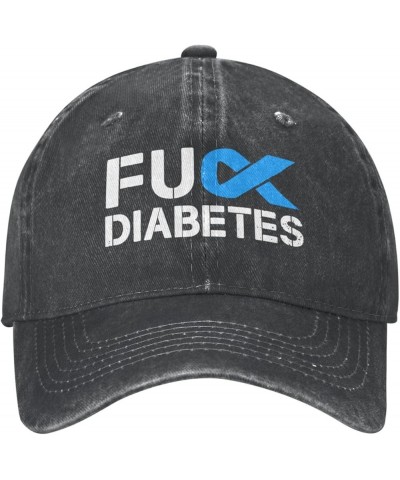 Fuck Diabetes Awareness Cowboy Hat Adjustable Washable Cowboy Baseball Hat Unisex Black Black $14.29 Cowboy Hats