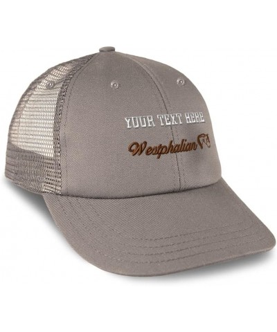 Custom Trucker Hat Baseball Cap Westphalian Horses Pony Cotton Equestrian Dad Hats for Men & Women Grey Personalized Text Her...