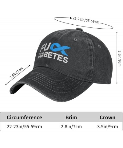 Fuck Diabetes Awareness Cowboy Hat Adjustable Washable Cowboy Baseball Hat Unisex Black Black $14.29 Cowboy Hats