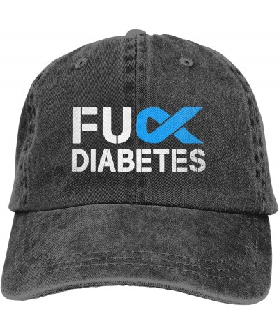 Fuck Diabetes Awareness Cowboy Hat Adjustable Washable Cowboy Baseball Hat Unisex Black Black $14.29 Cowboy Hats