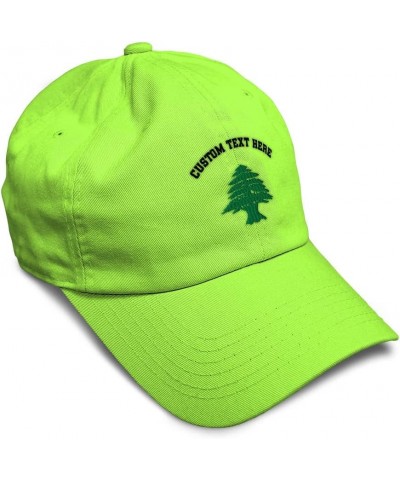 Custom Soft Baseball Cap Lebanon Flag Tree Seal Embroidery Asia Twill Cotton Dad Hats for Men & Women Lime Personalized Text ...