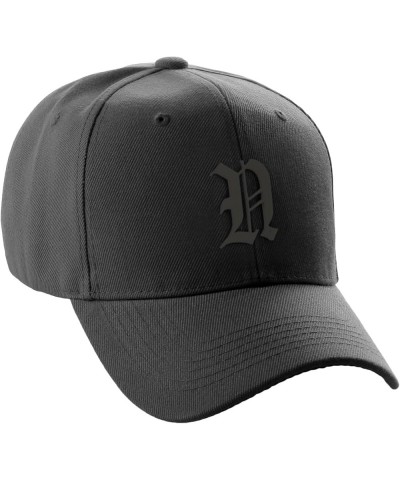 Structured Baseball Hat Cap Curved Visor Black Old English Font Alphabet A to Z Black Letter N $11.49 Baseball Caps