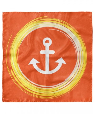 Nautical Head Scarf, Anchor Image in Circle, Hair Wrap Orange Yellow $12.40 Scarves