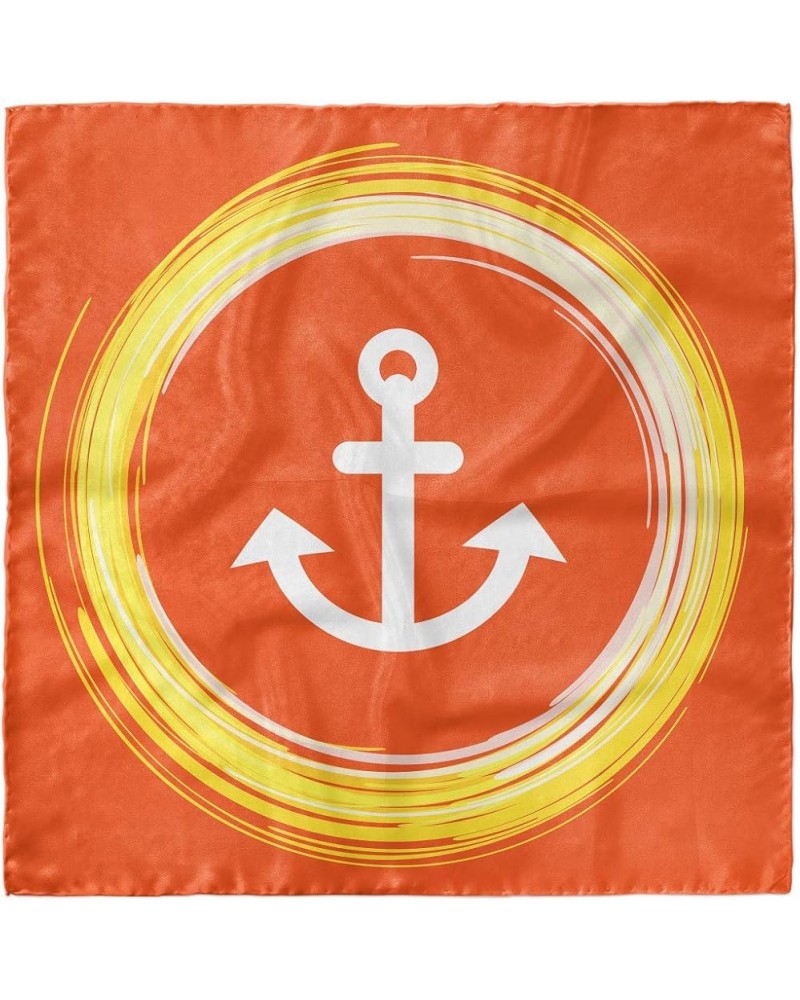 Nautical Head Scarf, Anchor Image in Circle, Hair Wrap Orange Yellow $12.40 Scarves