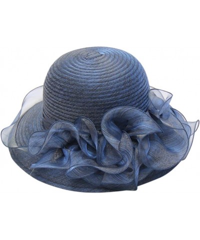 Women's Church Fascinator Bridal Tea Party Wedding Hat Womens Baseball Caps with Ponytail Hole Navy 6 $8.10 Baseball Caps