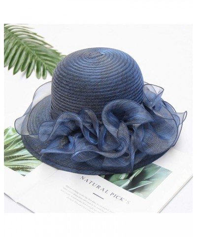 Women's Church Fascinator Bridal Tea Party Wedding Hat Womens Baseball Caps with Ponytail Hole Navy 6 $8.10 Baseball Caps