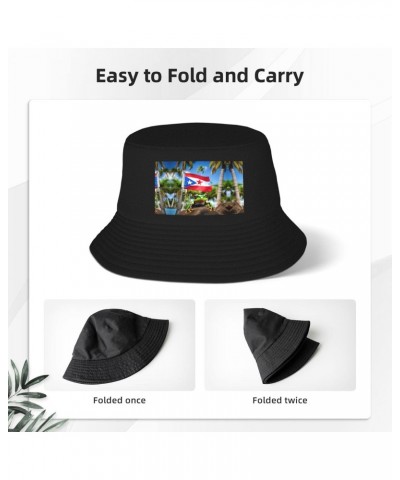 Puerto Rico Flags Frog Palm Trees Breathable Fishing Hat for Men - Lightweight and Durable Bucket Hat with Regional Printing ...