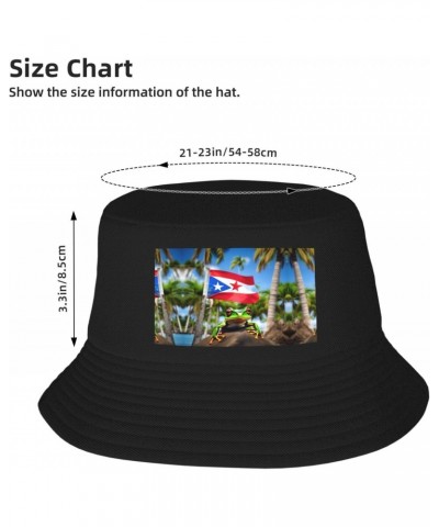 Puerto Rico Flags Frog Palm Trees Breathable Fishing Hat for Men - Lightweight and Durable Bucket Hat with Regional Printing ...