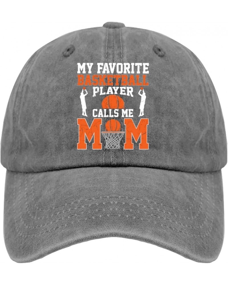 My Favorite Basketball Player Calls me mom Baseball Cap Trucker hat Women Pigment Black Running hat Men Gifts for Pigment Gra...