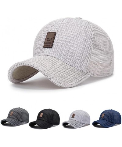 Summer Men Mesh Baseball Cap Trucker Mesh Hat Adjustable Baseball Cap for Men Outdoor Sports Beige Cotton $6.71 Baseball Caps