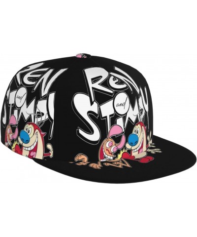 The Ren Anime Stimpy Show Baseball Cap Hat Flat Brim Bill Baseball Cap Adjustable Snapback Hat Hip Hop Cap Dad Hat for Men Wo...