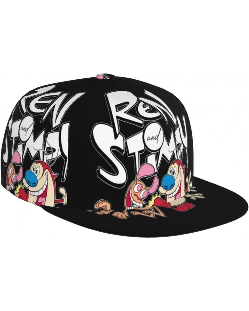 The Ren Anime Stimpy Show Baseball Cap Hat Flat Brim Bill Baseball Cap Adjustable Snapback Hat Hip Hop Cap Dad Hat for Men Wo...