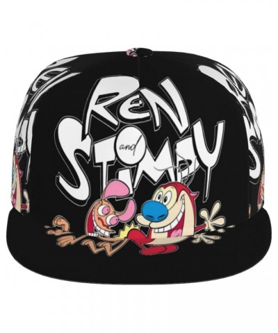 The Ren Anime Stimpy Show Baseball Cap Hat Flat Brim Bill Baseball Cap Adjustable Snapback Hat Hip Hop Cap Dad Hat for Men Wo...