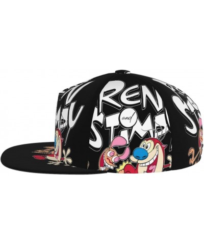 The Ren Anime Stimpy Show Baseball Cap Hat Flat Brim Bill Baseball Cap Adjustable Snapback Hat Hip Hop Cap Dad Hat for Men Wo...