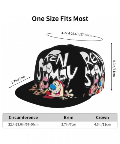 The Ren Anime Stimpy Show Baseball Cap Hat Flat Brim Bill Baseball Cap Adjustable Snapback Hat Hip Hop Cap Dad Hat for Men Wo...