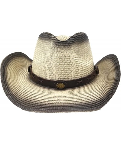 Women Cowgirl Hat Straw Cowboy Hat for Men Two-Colors Spray Paint Summer Outdoor Wide Brim Sunscreen Cowboy Cap White $20.91 ...