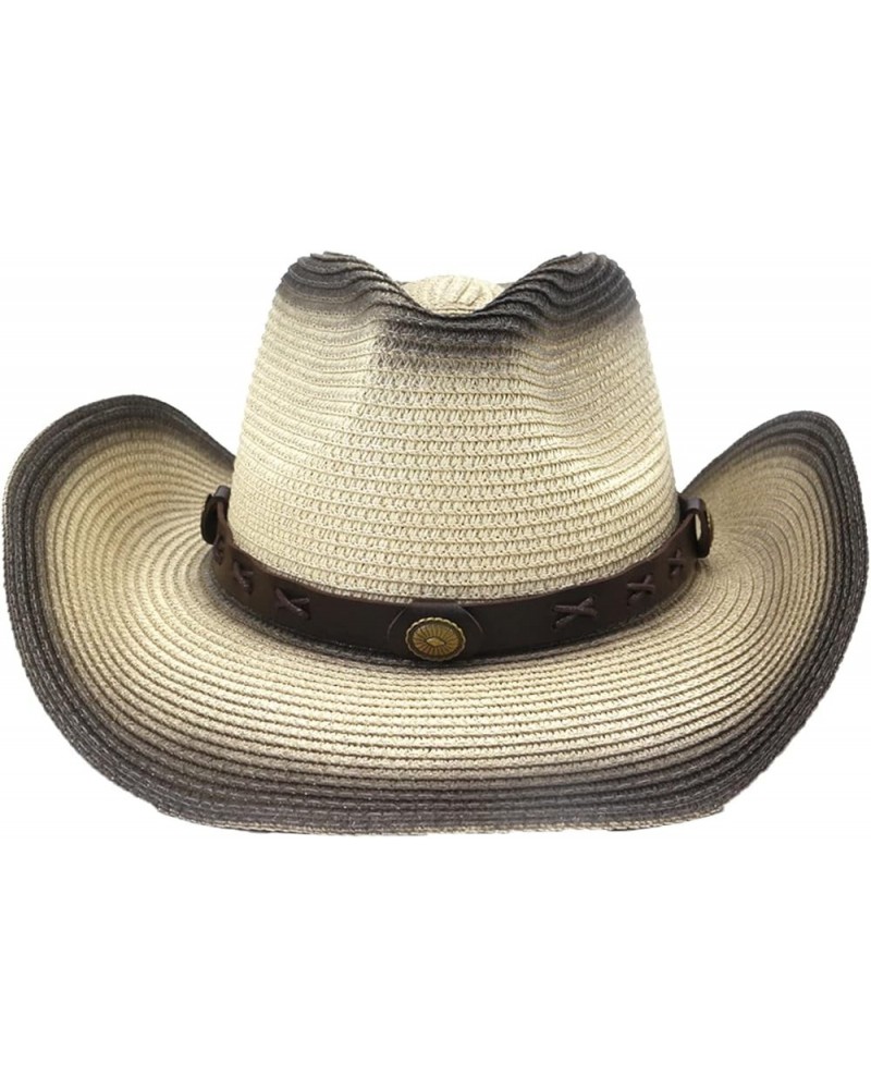 Women Cowgirl Hat Straw Cowboy Hat for Men Two-Colors Spray Paint Summer Outdoor Wide Brim Sunscreen Cowboy Cap White $20.91 ...