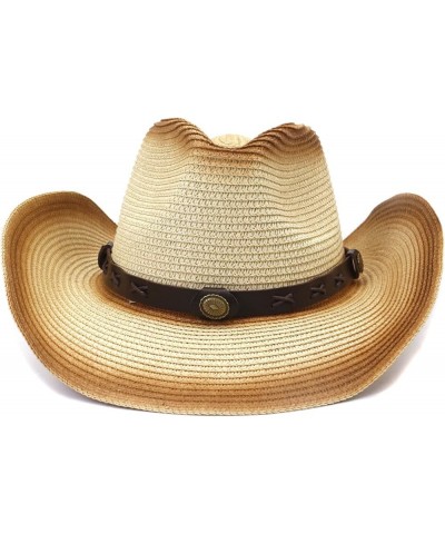 Women Cowgirl Hat Straw Cowboy Hat for Men Two-Colors Spray Paint Summer Outdoor Wide Brim Sunscreen Cowboy Cap White $20.91 ...