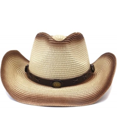 Women Cowgirl Hat Straw Cowboy Hat for Men Two-Colors Spray Paint Summer Outdoor Wide Brim Sunscreen Cowboy Cap White $20.91 ...