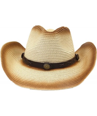 Women Cowgirl Hat Straw Cowboy Hat for Men Two-Colors Spray Paint Summer Outdoor Wide Brim Sunscreen Cowboy Cap White $20.91 ...