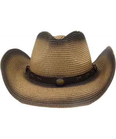 Women Cowgirl Hat Straw Cowboy Hat for Men Two-Colors Spray Paint Summer Outdoor Wide Brim Sunscreen Cowboy Cap White $20.91 ...