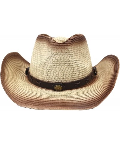 Women Cowgirl Hat Straw Cowboy Hat for Men Two-Colors Spray Paint Summer Outdoor Wide Brim Sunscreen Cowboy Cap White $20.91 ...