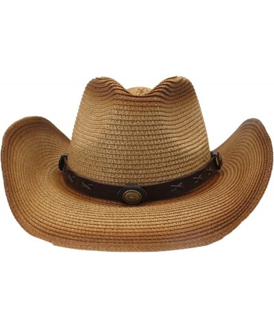 Women Cowgirl Hat Straw Cowboy Hat for Men Two-Colors Spray Paint Summer Outdoor Wide Brim Sunscreen Cowboy Cap White $20.91 ...