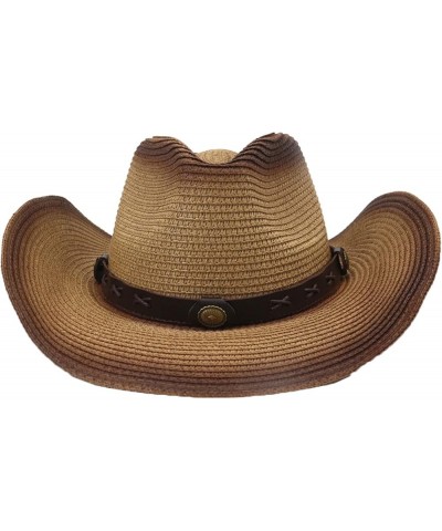 Women Cowgirl Hat Straw Cowboy Hat for Men Two-Colors Spray Paint Summer Outdoor Wide Brim Sunscreen Cowboy Cap White $20.91 ...