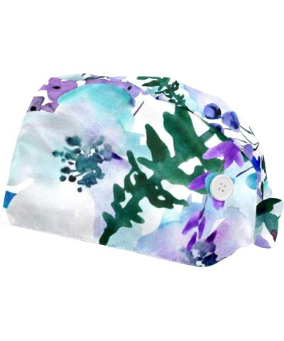 2 Packs Gourd Shaped Working Cap with Buttons Sweatband Sun Flower Leaves Scrub Cap for Women Men Color 11 $11.21 Skullies & ...