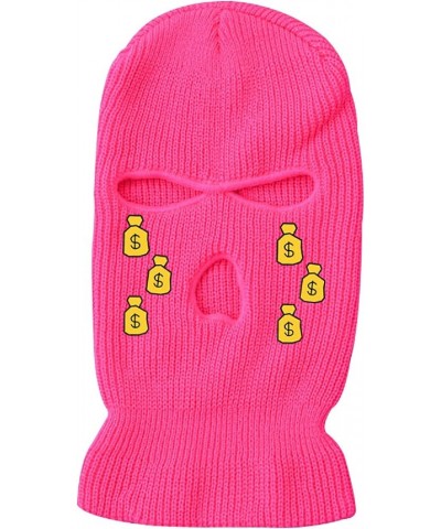 IMSWW 3-Hole Ski Mask Woolen Knitted Hat Winter Warm Outdoor Cycling Windproof Mask Balaclava Rose Red $9.00 Balaclavas