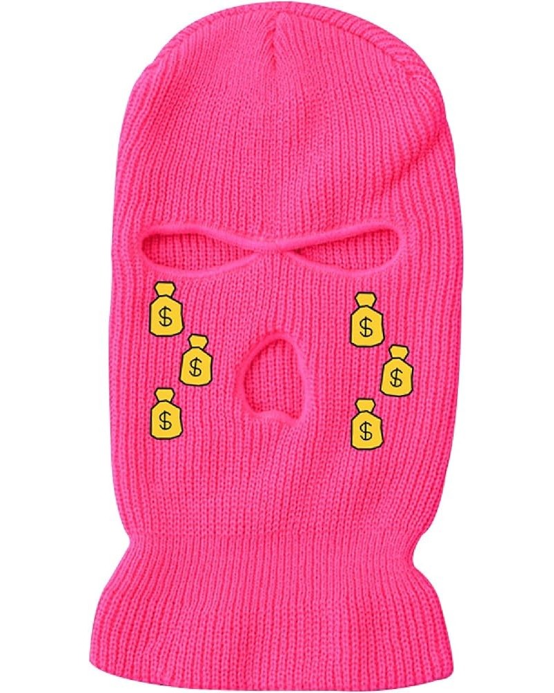 IMSWW 3-Hole Ski Mask Woolen Knitted Hat Winter Warm Outdoor Cycling Windproof Mask Balaclava Rose Red $9.00 Balaclavas