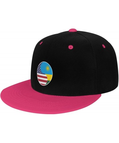 Yin Yang Flag Combination of America and Rwanda Snapback Hat for Men Women Baseball Cap Trucker Flat Bill Hats Dad Caps Pink ...