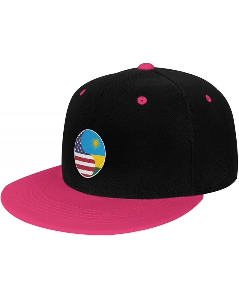 Yin Yang Flag Combination of America and Rwanda Snapback Hat for Men Women Baseball Cap Trucker Flat Bill Hats Dad Caps Pink ...