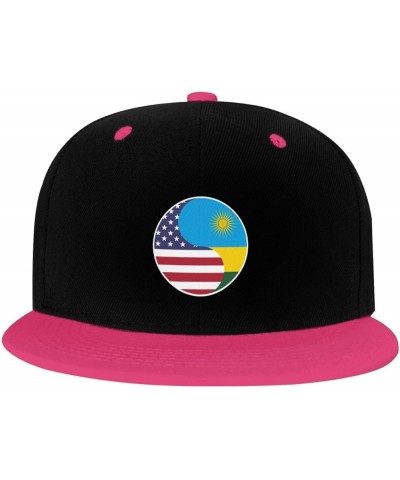 Yin Yang Flag Combination of America and Rwanda Snapback Hat for Men Women Baseball Cap Trucker Flat Bill Hats Dad Caps Pink ...