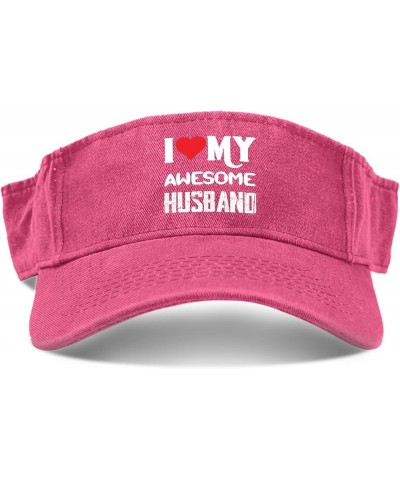 I Love My Awesome Husband Hats Visors for Men Golf Cap Trendy Sun Protection Cap Pink $11.38 Visors