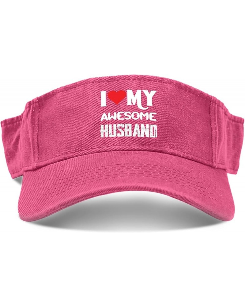 I Love My Awesome Husband Hats Visors for Men Golf Cap Trendy Sun Protection Cap Pink $11.38 Visors