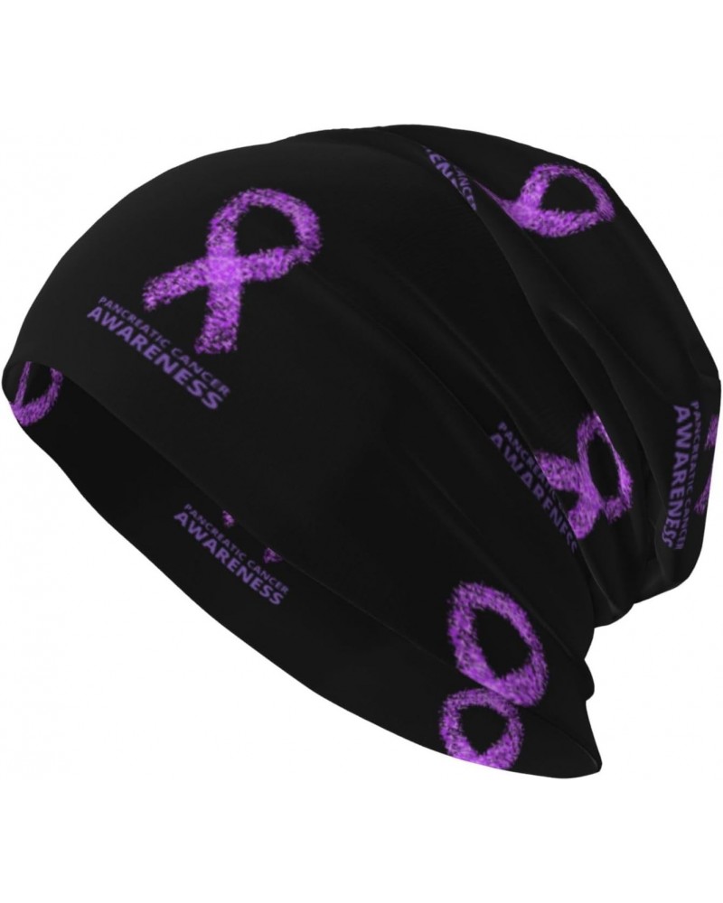 Pancreatic Cancer Awareness Purple Ribbon Experience Cozy Luxury: Milk Silk Knit Beanie - Your Must-Have Outdoor Accessory! $...