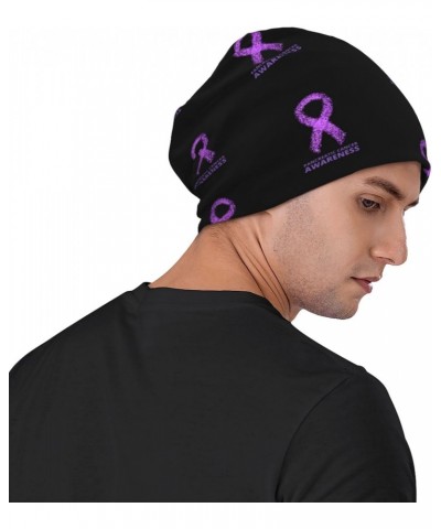 Pancreatic Cancer Awareness Purple Ribbon Experience Cozy Luxury: Milk Silk Knit Beanie - Your Must-Have Outdoor Accessory! $...