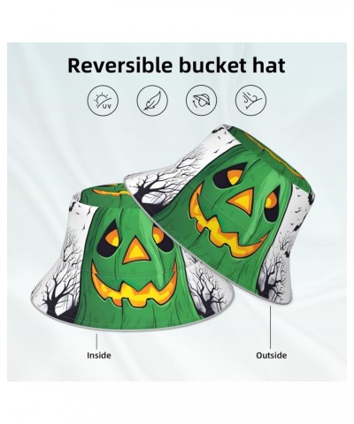 Green Ghost Horror Halloween Pumpkin Print Fisherman's Cap Fashionable Hat Fisherman Hats Sun Hats for Fishing, Cap $12.79 Su...