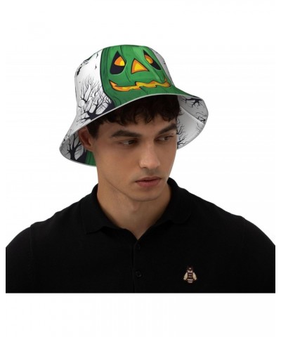 Green Ghost Horror Halloween Pumpkin Print Fisherman's Cap Fashionable Hat Fisherman Hats Sun Hats for Fishing, Cap $12.79 Su...