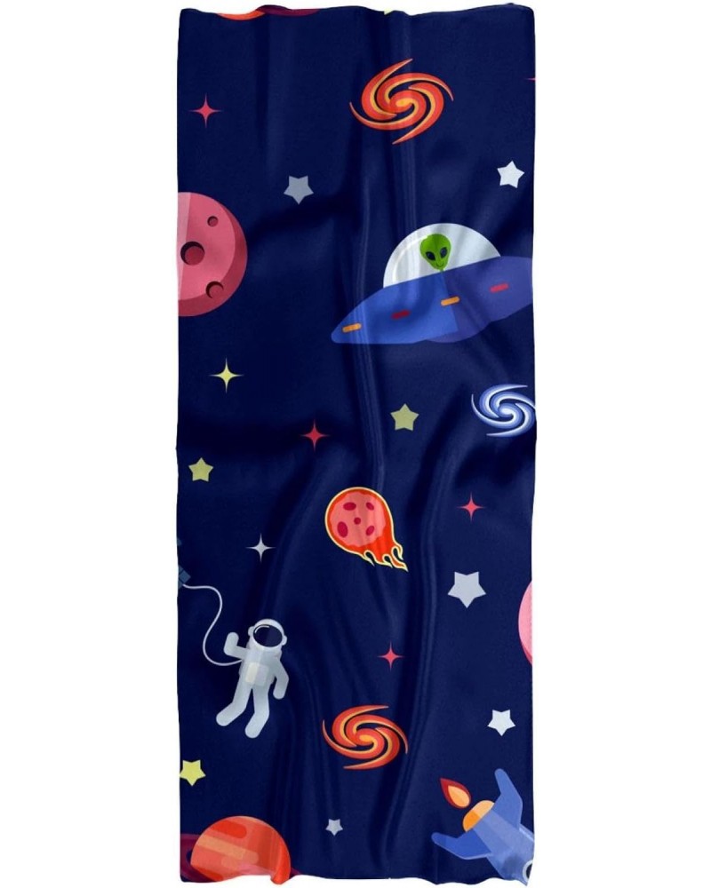 Silk Scarf Long Lightweight Sunscreen Shawl Wrap Scarves for Women Hair Scarves Space Planet Astronaut Pattern $11.27 Scarves