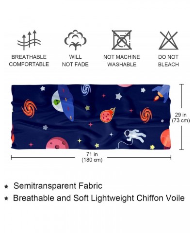 Silk Scarf Long Lightweight Sunscreen Shawl Wrap Scarves for Women Hair Scarves Space Planet Astronaut Pattern $11.27 Scarves